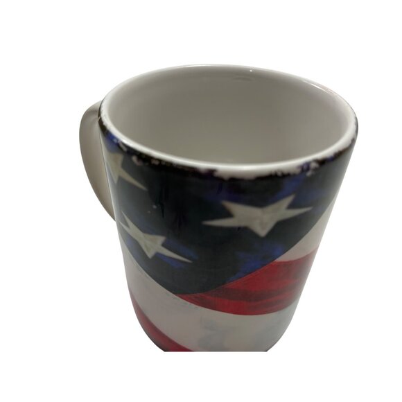 Patriotic Ceramic Mug With American Flag Design 12 Oz 14i - Picture 3 of 4